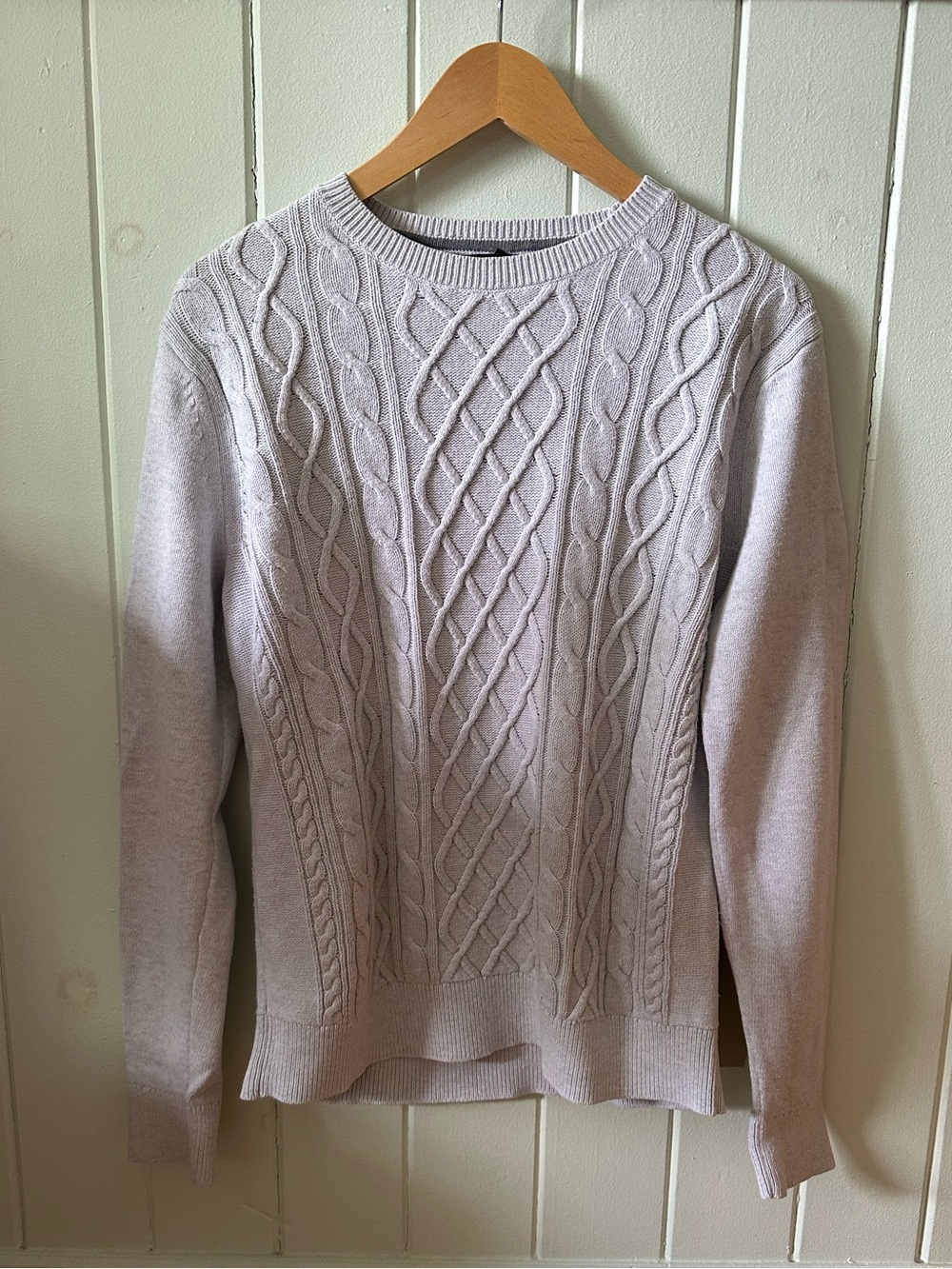 Banana Republic Factory Light Gray Cable-Knit Crewneck Sweater XS